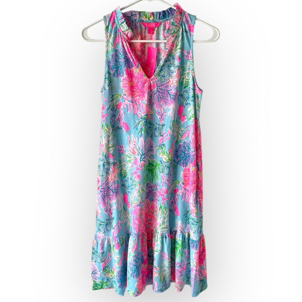 🪸NWT Lilly Pulitzer Malone Tiered Swing Dress, Celestial Blue Cay to My Heart 🪸 - Picture 14 of 16